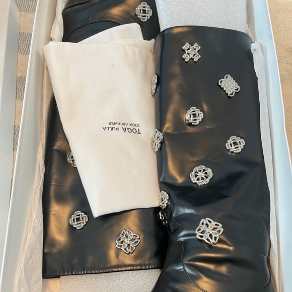 Toga Pulla embellished black western cowboy high leather boots - Picture 6 of 8